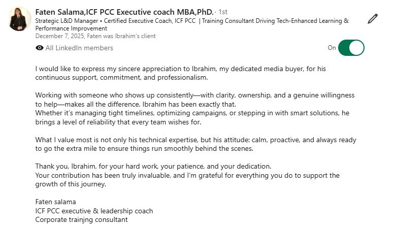 Original LinkedIn screenshot from Faten Salama