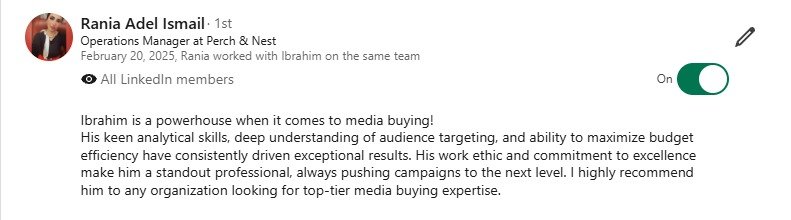 Original LinkedIn screenshot from Rania Adel Ismail