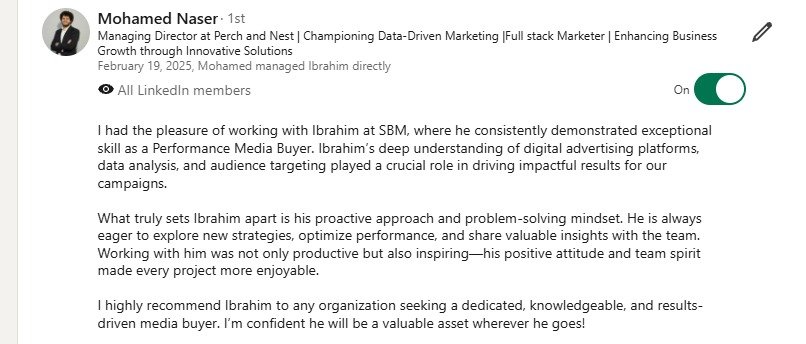 Original LinkedIn screenshot from Mohamed Naser