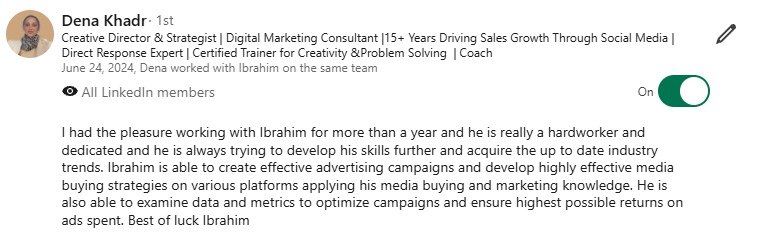 Original LinkedIn screenshot from Dena Khadr