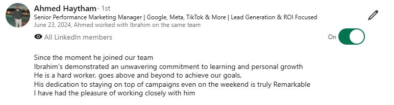 Original LinkedIn screenshot from Ahmed Haytham