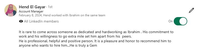 Original LinkedIn screenshot from Hend El Gayar