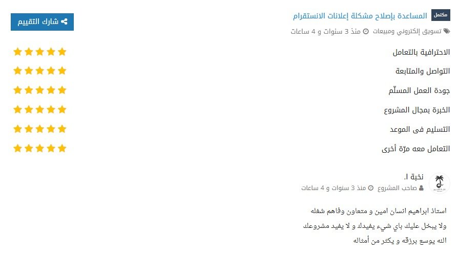 Original Mostaql screenshot from نخبة ا.